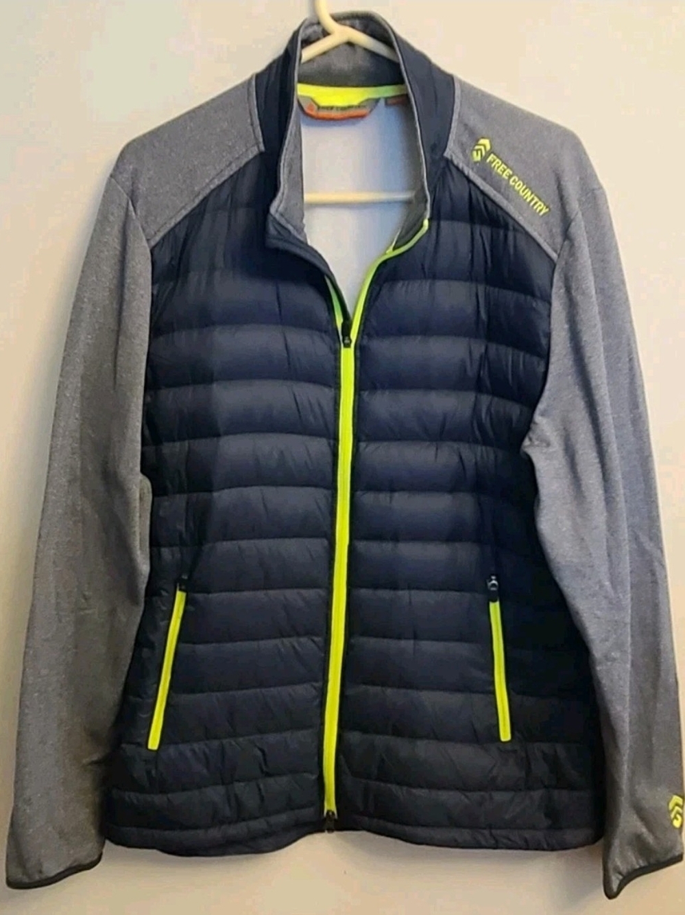 Free Country Men’s Navy & Gray Insulated Jacket with Lime Trim